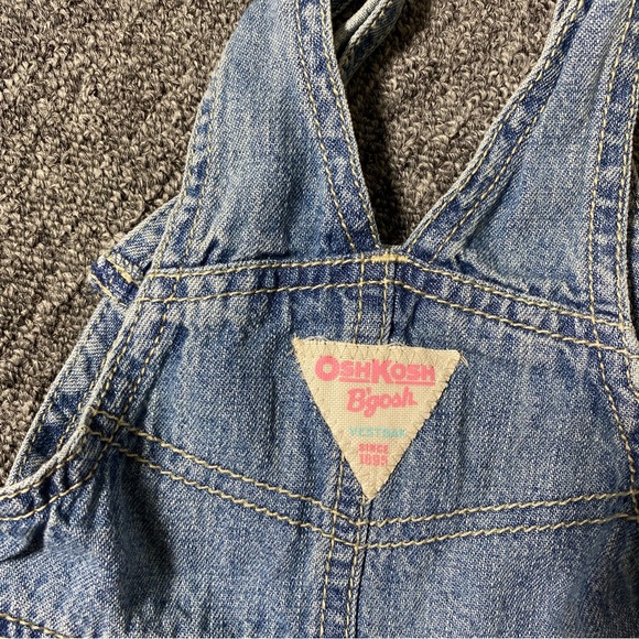 Vtg Osh Kosh Jean Overall Denim Dress Vestbak Tiered 18M - Picture 9 of 9